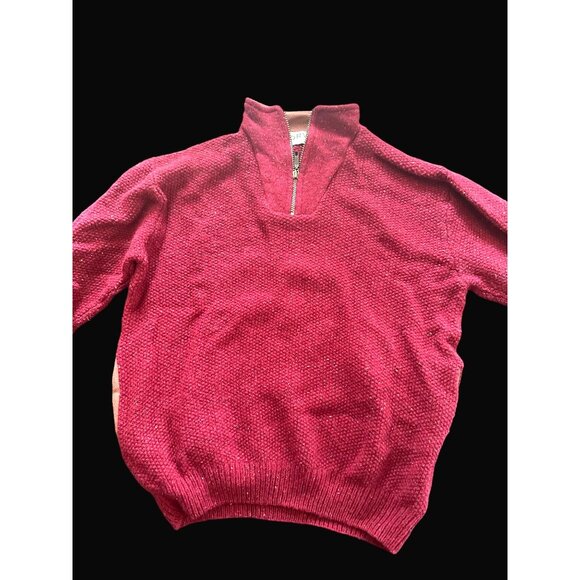 Orvis Men's Large Red Wool Blend Half Zip Sweater - Picture 1 of 9